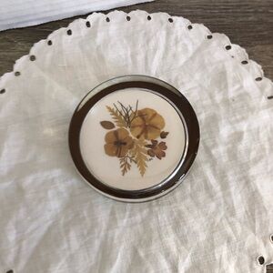 Vtg Glass Paperweight with Dried Flower Design